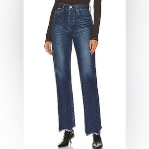 MOUSSY corcoran wide straight cropped jeans in dark blue Size 25 (Waist 26)